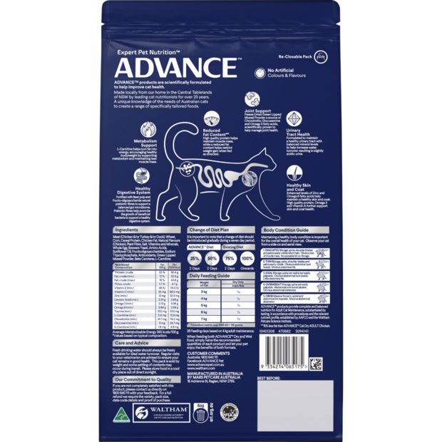 Advance Dry Cat Food Adult Healthy Weight Chicken 1.5kg - Woonona Petfood & Produce