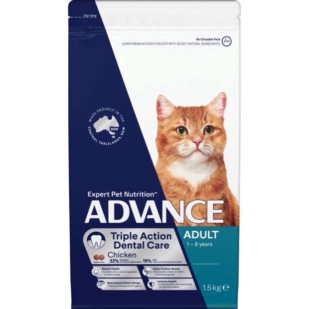 Advance Dry Cat Food Adult Triple Action Dental Chicken 3.5kg - Woonona Petfood & Produce