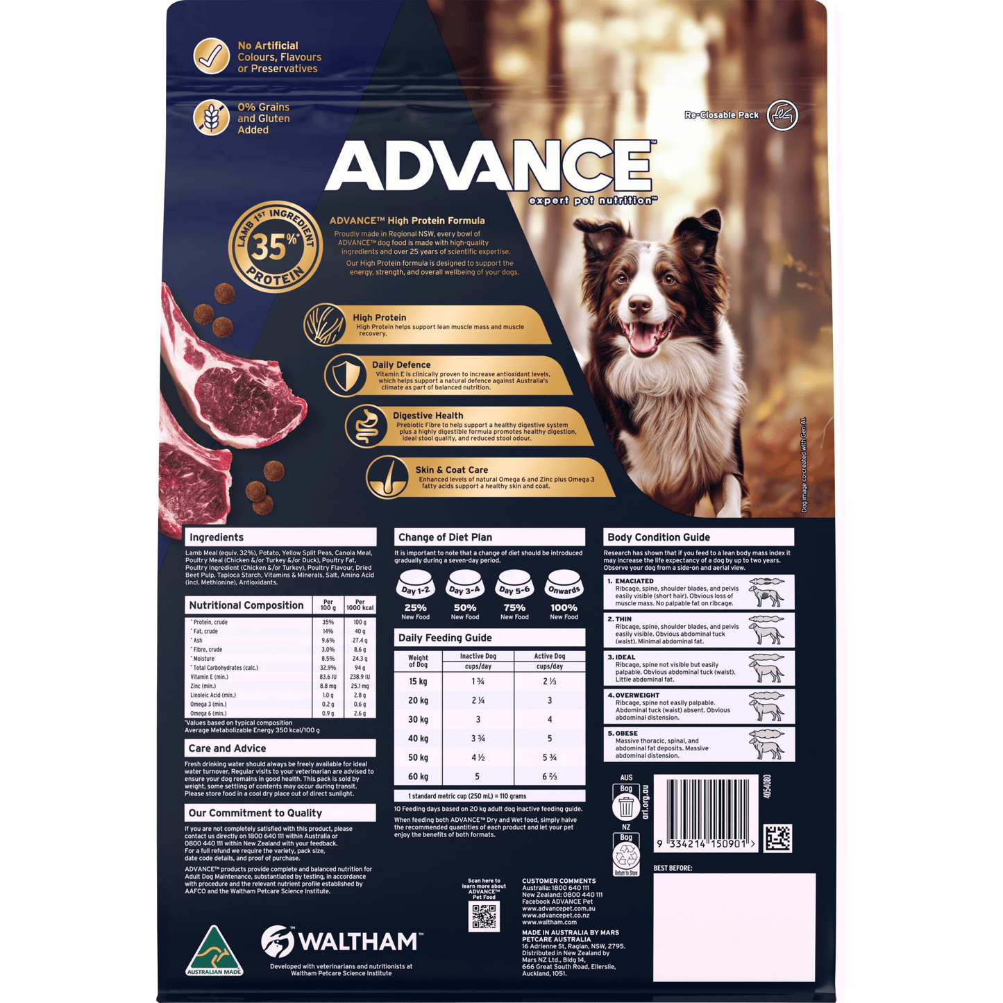 Advance Dry Dog Food Adult High Protein Grain Free Lamb - Woonona Petfoods