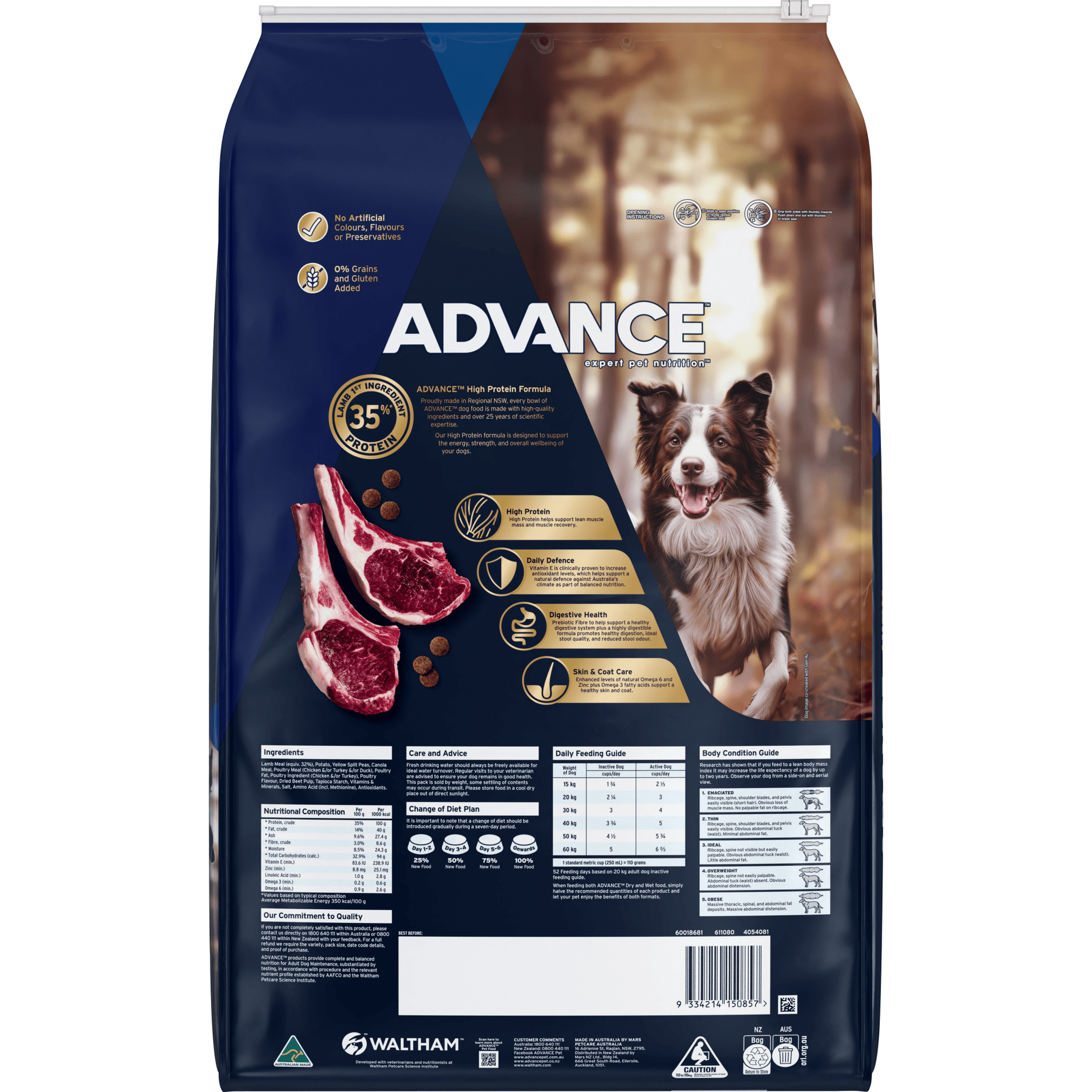 Advance Dry Dog Food Adult High Protein Grain Free Lamb - Woonona Petfoods