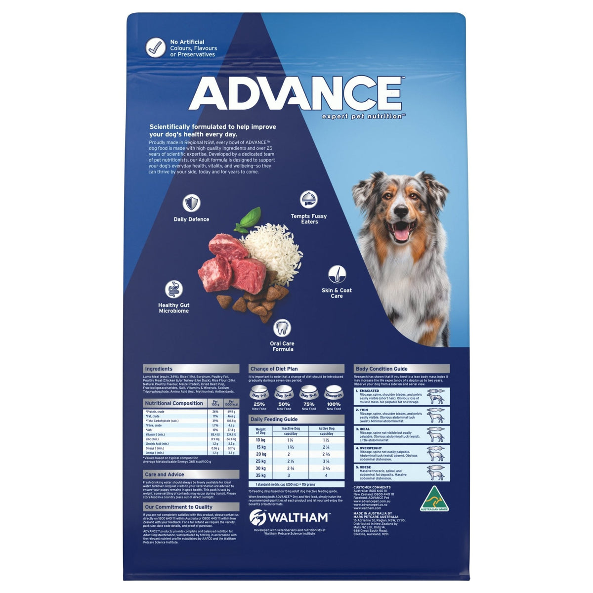 Advance Dry Dog Food Adult Lamb and Rice - Woonona Petfoods