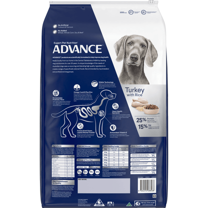 Advance Dry Dog Food Adult Large Breed Turkey 15kg - Woonona Petfoods