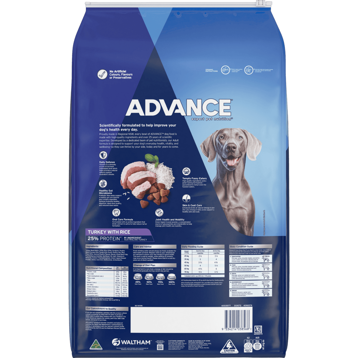 Advance Dry Dog Food Adult Large Breed Turkey 15kg - Woonona Petfoods