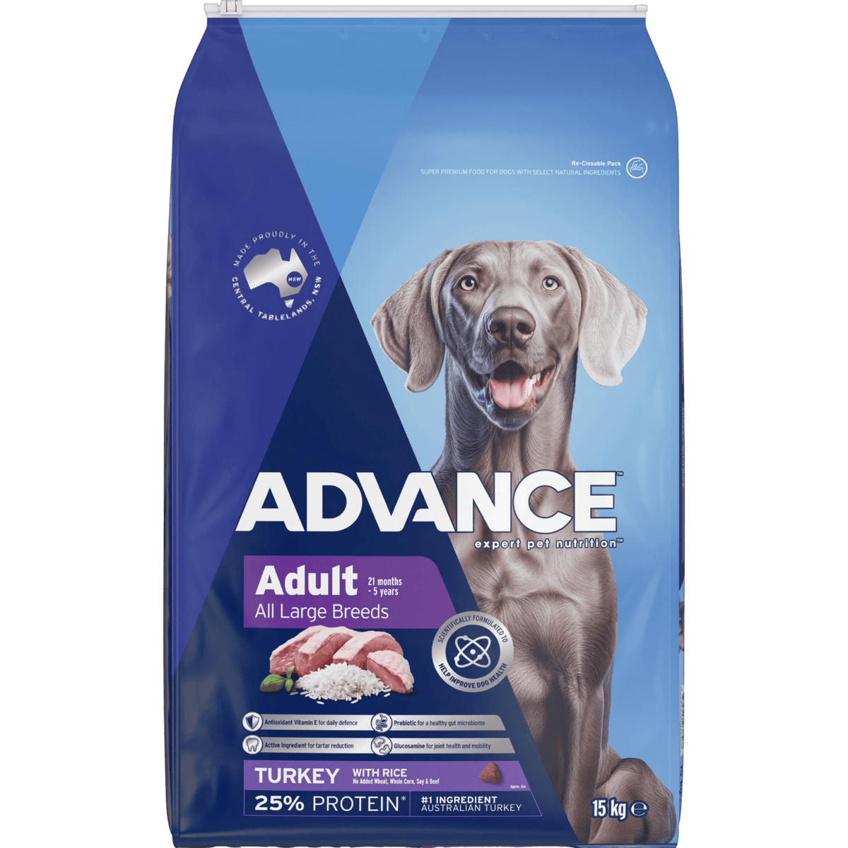 Advance Dry Dog Food Adult Large Breed Turkey 15kg - Woonona Petfoods