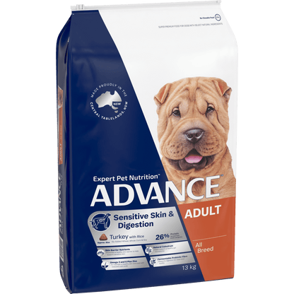 Advance Dry Dog Food Adult Sensitive Skin Turkey and Rice 13kg - Woonona Petfoods
