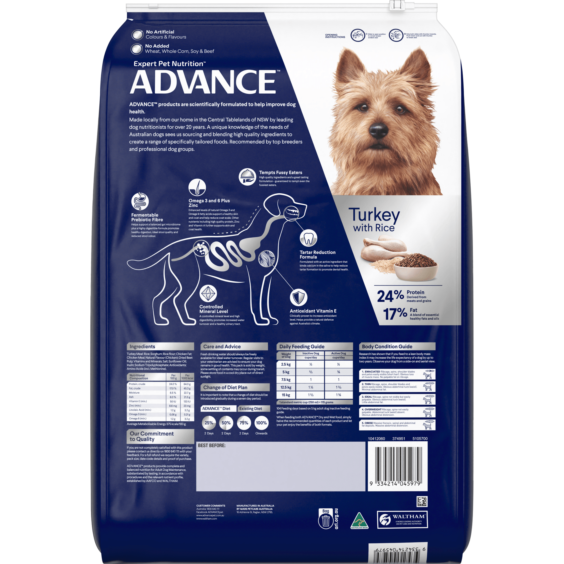 Advance Dry Dog Food Adult Small and Toy Breed Turkey - Woonona Petfoods