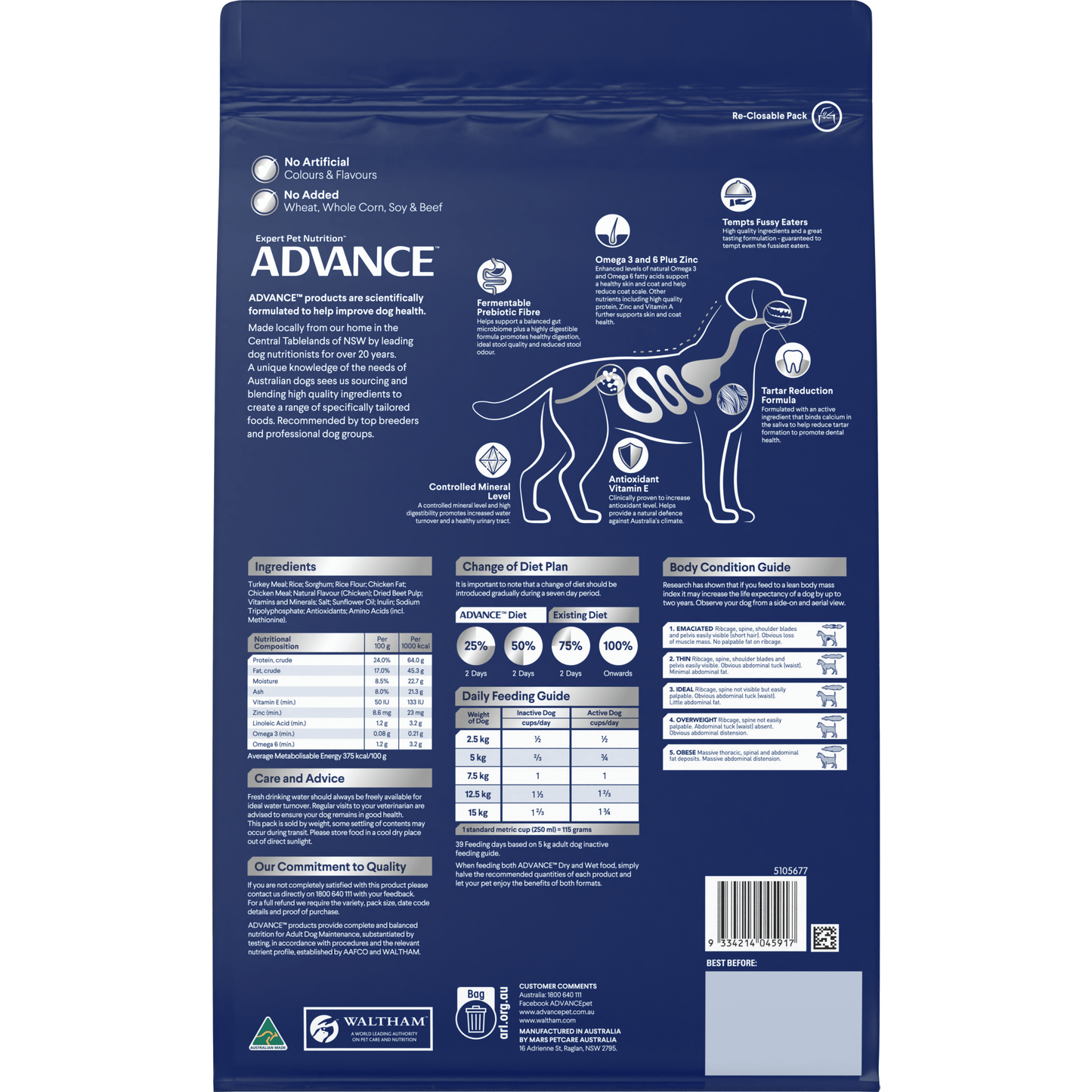 Advance Dry Dog Food Adult Small and Toy Breed Turkey - Woonona Petfoods