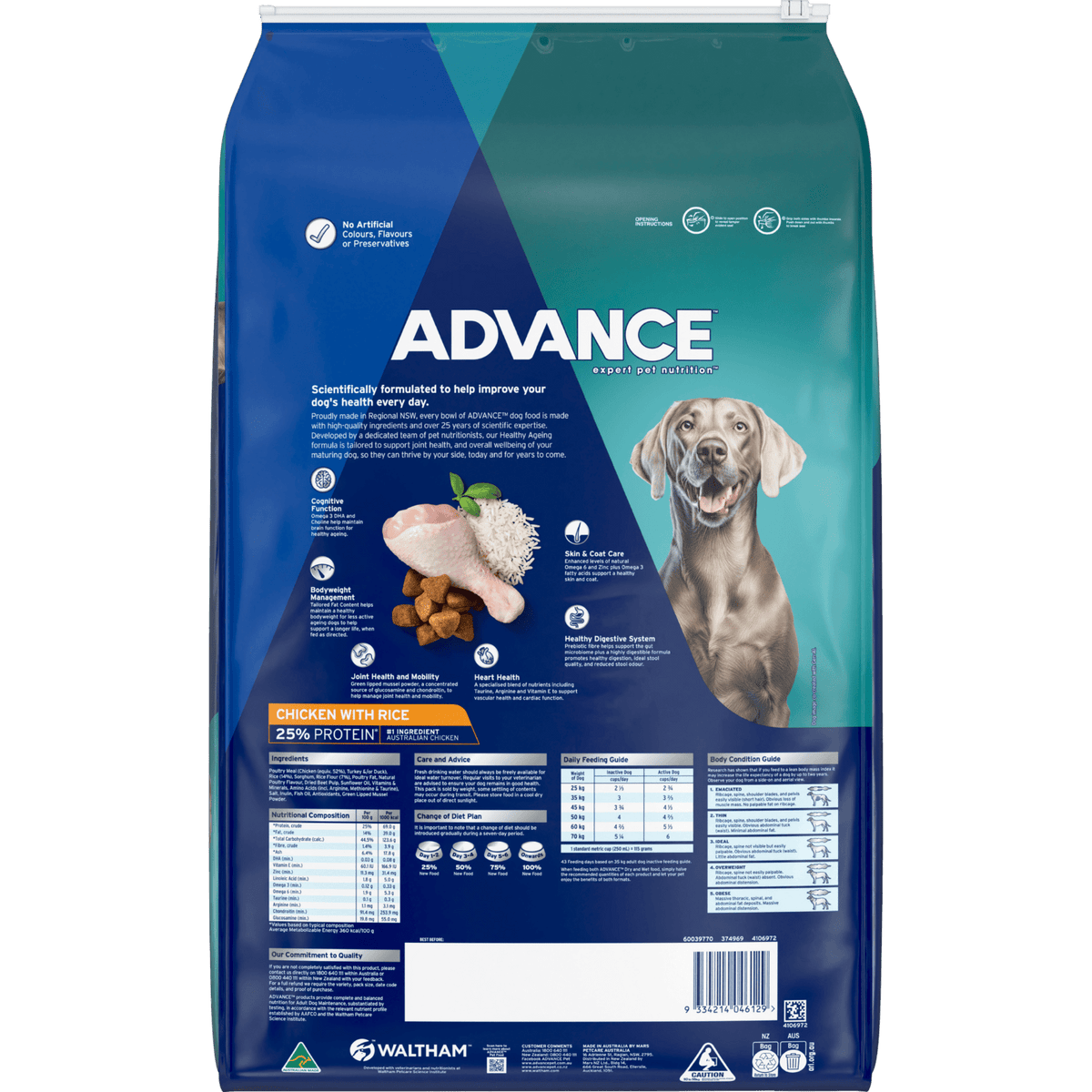 Advance Dry Dog Food Healthy Age Large Breed Chicken 15kg - Woonona Petfoods