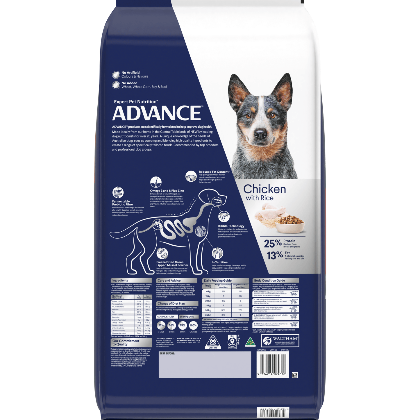 Advance Dry Dog Food Healthy Weight Medium Breed - Woonona Petfoods