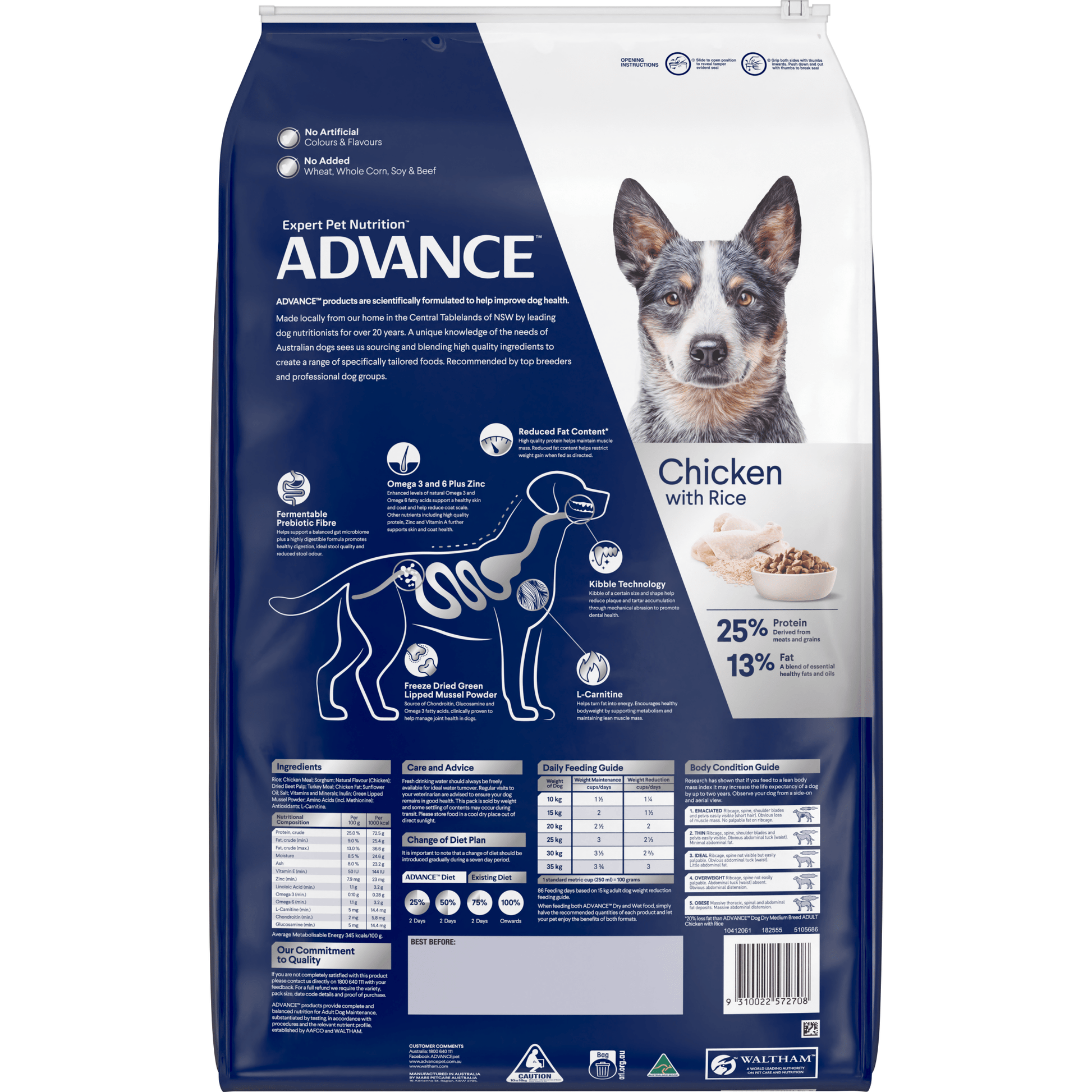Advance Dry Dog Food Healthy Weight Medium Breed - Woonona Petfoods