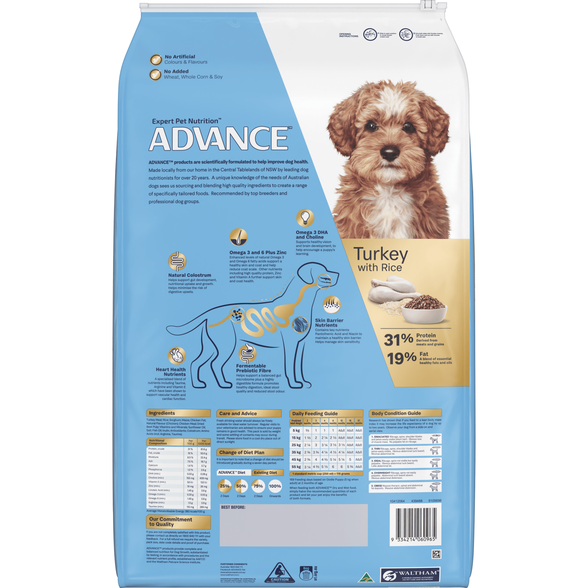 Advance Dry Dog Food Puppy Oodles Turkey and Rice - Woonona Petfoods