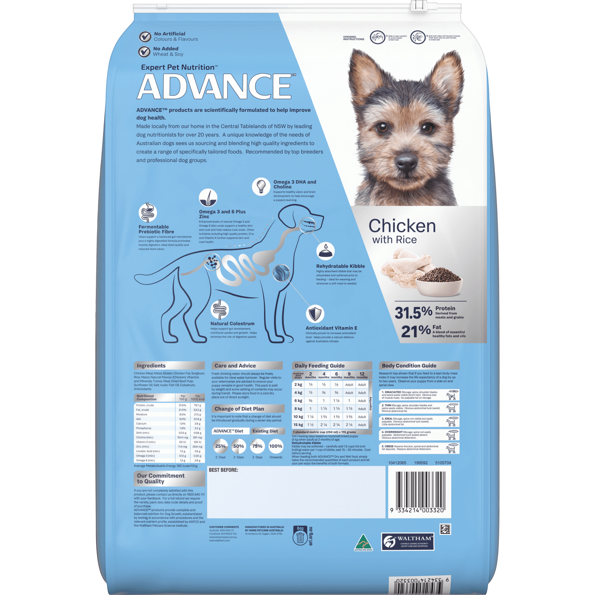 Advance Dry Dog Food Puppy Small and Toy Breed 8kg - Woonona Petfoods