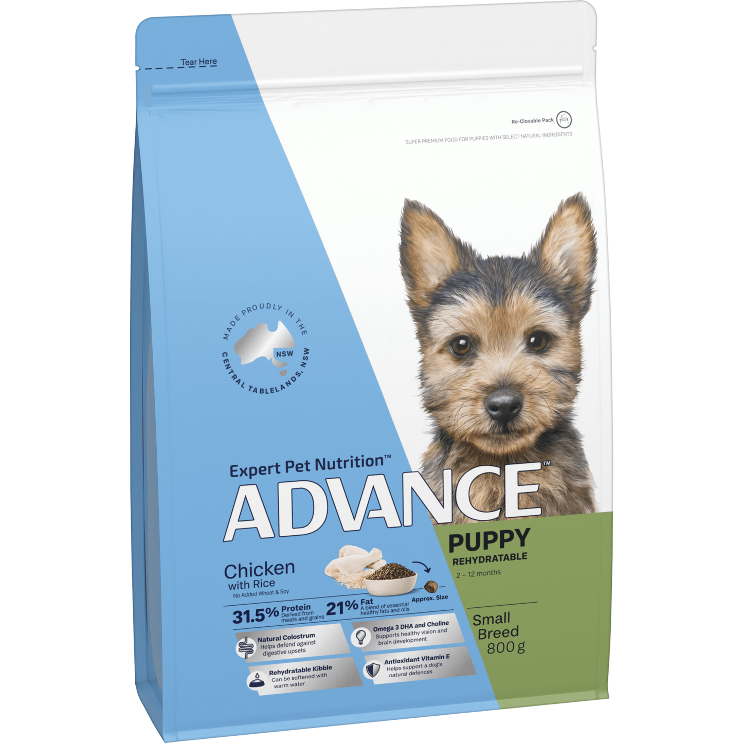 Advance Dry Dog Food Puppy Small Breed Chicken and Rice 800g - Woonona Petfoods