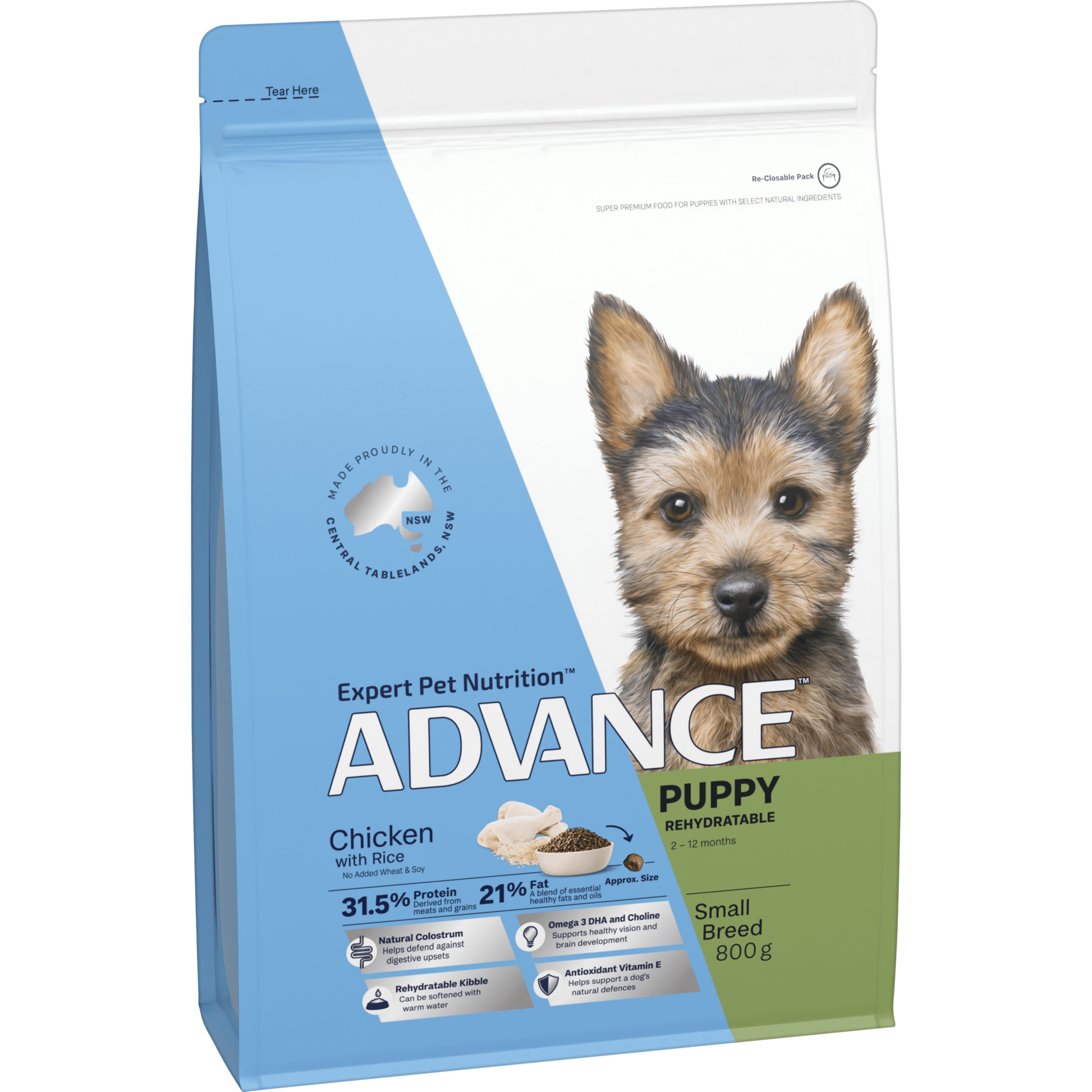 Advance Dry Dog Food Puppy Small Breed Chicken and Rice 800g - Woonona Petfoods