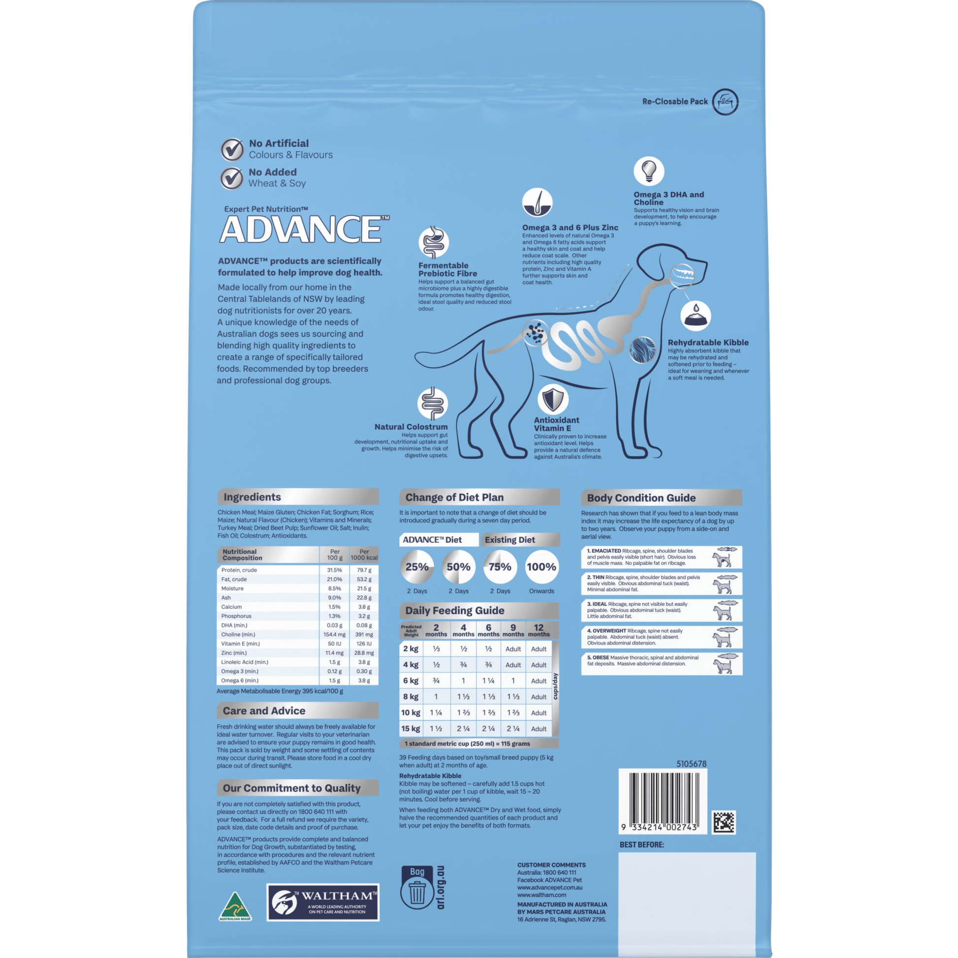 Advance Dry Dog Food Puppy Small Breed Rehydratable Chicken 3kg - Woonona Petfoods