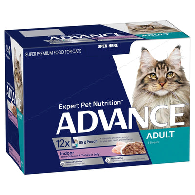 Advance Wet Cat Food Indoor Chicken And Turkey in Jelly12x85g - Woonona Petfood & Produce