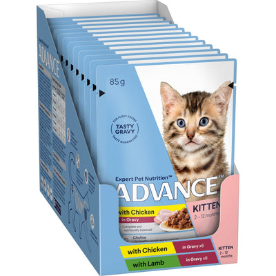 Advance Wet Kitten Food Chunks in Gravy 12x85g - Woonona Petfoods