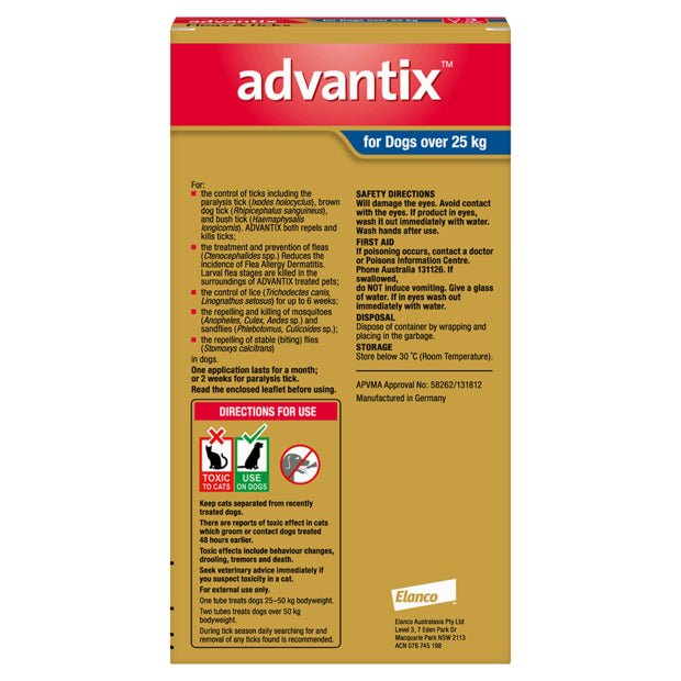 Advantix Dog Extra Large Over 25kg - Woonona Petfood & Produce