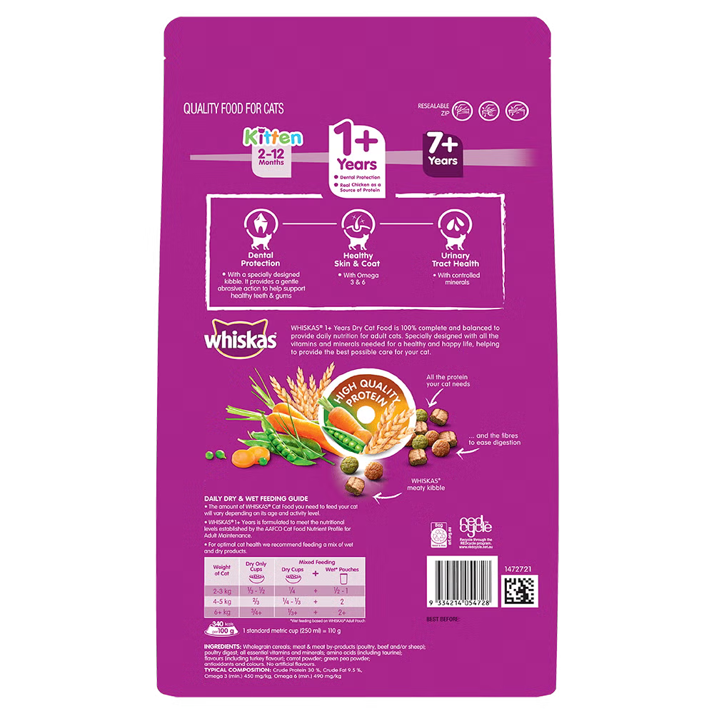 Whiskas Dry Cat Food Adult Chicken & Turkey 1.8kg