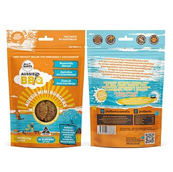 All Barks Aussie Mini Burgers Chicken and Superfood Dog Treats 110g - Woonona Petfood & Produce