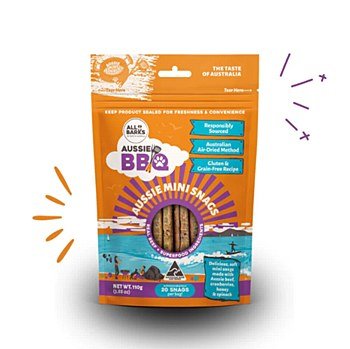 All Barks Aussie Mini Snags Beef and Superfood Dog Treats 110g - Woonona Petfood & Produce