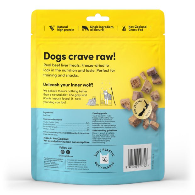 Animals Like Us Grass Fed Beef Liver Freeze Dried Raw Dog Treats 85g - Woonona Petfood & Produce