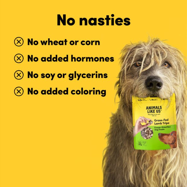 Animals Like Us Grass Fed Lamb Tripe Freeze Dried Raw Dog Treats 60g - Woonona Petfood & Produce