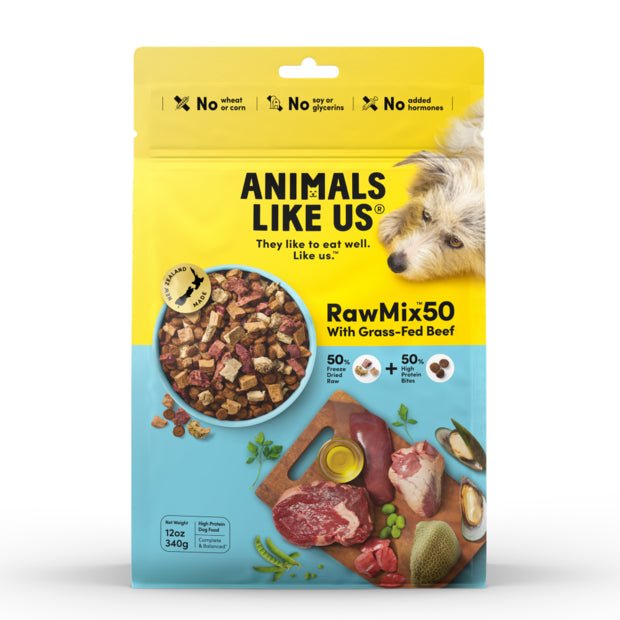 Animals Like Us Raw Mix 50 with Grass Fed Beef Freeze Dried Dog Food 340g - Woonona Petfood & Produce