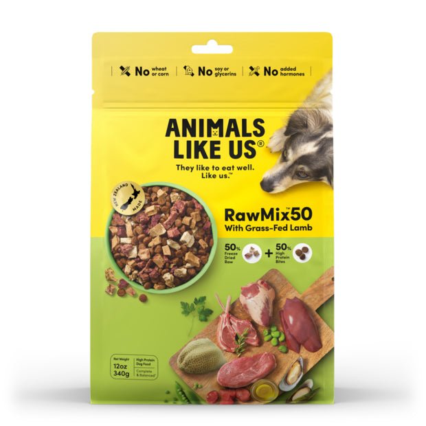 Animals Like Us Raw Mix 50 with Grass Fed Lamb Freeze Dried Dog Food 340g - Woonona Petfood & Produce