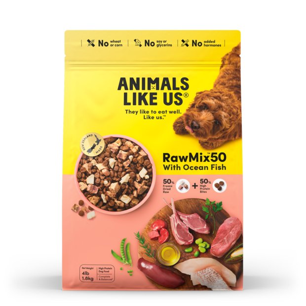 Animals Like Us Raw Mix 50 with Grass Fed Ocean Fish Freeze Dried Dog Food 340g - Woonona Petfood & Produce