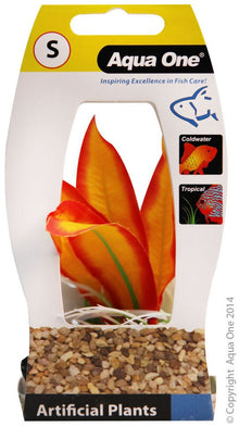Aqua One Plastic Plant Orange Sword with Log Base Small - Woonona Petfoods