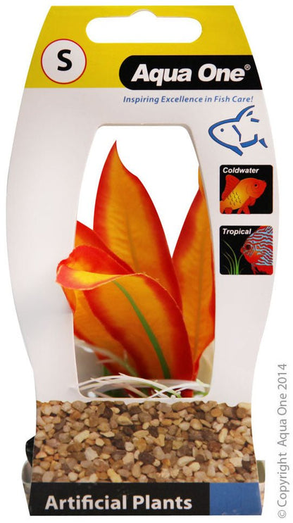 Aqua One Plastic Plant Orange Sword with Log Base Small - Woonona Petfoods