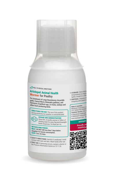 Aristopet Poultry Wormer 125ml - Woonona Petfoods