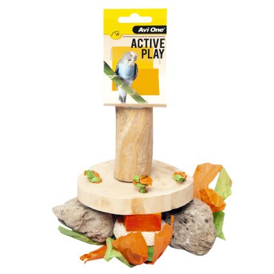 Avi One Bird Toy Wooden Wheel Crunch Perch 15cm - Woonona Petfood & Produce