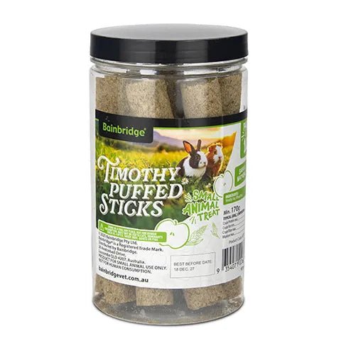Bainbridge Small Animal Treat Timothy Puffed Stick 170g - Woonona Petfoods