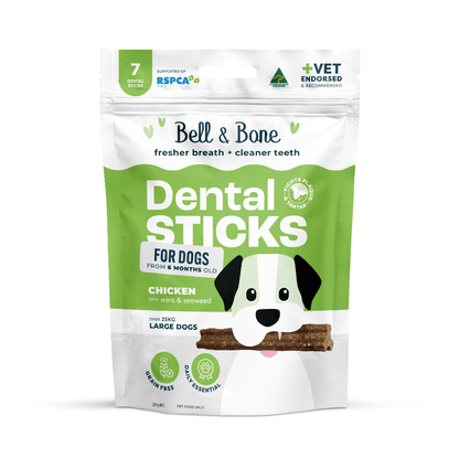 Bell & Bone Dental Sticks - Chicken, Mint and Seaweed 7 Sticks - Woonona Petfoods