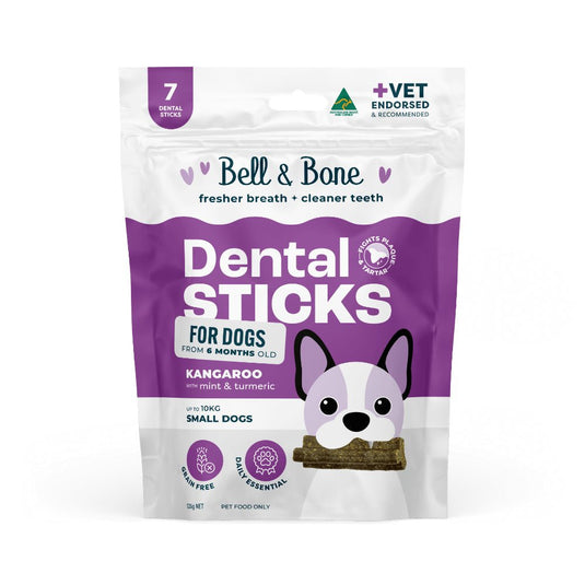 Bell & Bone Dental Sticks - Kangaroo, Mint and Turmeric 7 Sticks - Woonona Petfoods