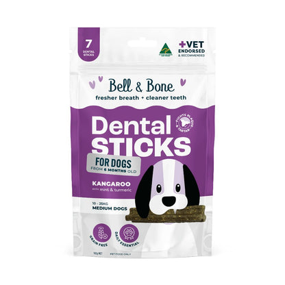 Bell & Bone Dental Sticks - Kangaroo, Mint and Turmeric 7 Sticks - Woonona Petfoods