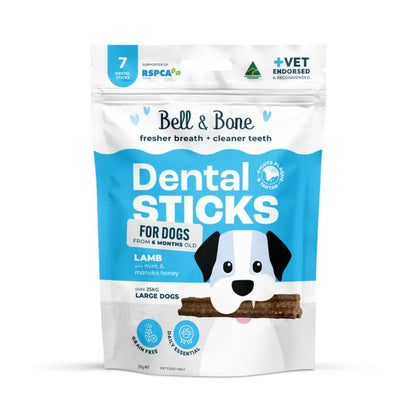 Bell & Bone Dental Sticks - Lamb, Mint and Manuka Honey 7 Sticks - Woonona Petfoods