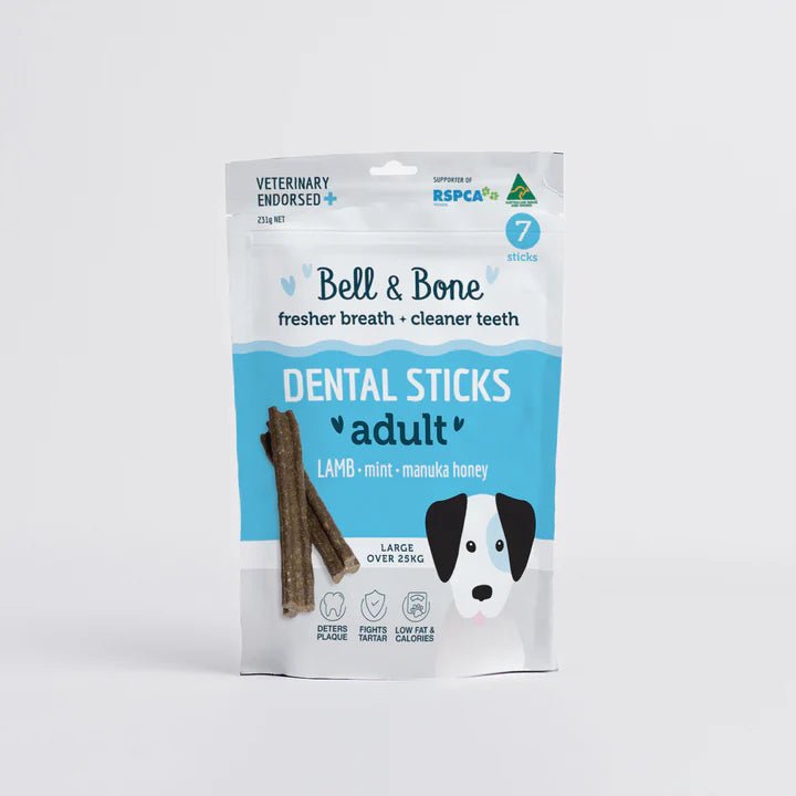 Bell & Bone Dental Sticks Lamb,Mint and Manuka Honey Med 7 Sticks - Woonona Petfood & Produce