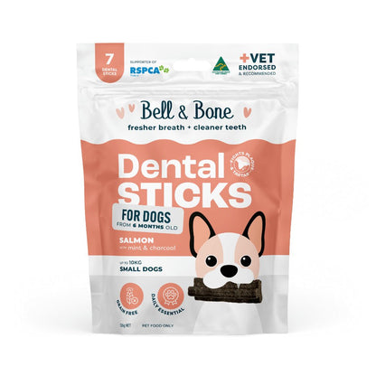 Bell & Bone Dental Sticks - Salmon, Mint and Charcoal 7 Sticks - Woonona Petfoods