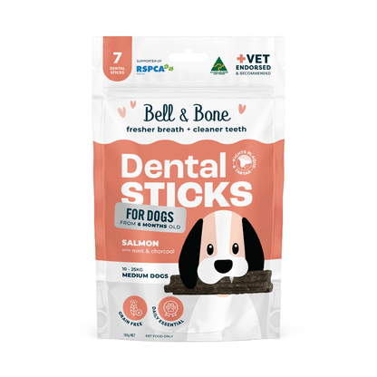 Bell & Bone Dental Sticks - Salmon, Mint and Charcoal 7 Sticks - Woonona Petfoods