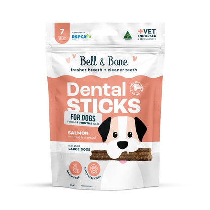 Bell & Bone Dental Sticks - Salmon, Mint and Charcoal 7 Sticks - Woonona Petfoods