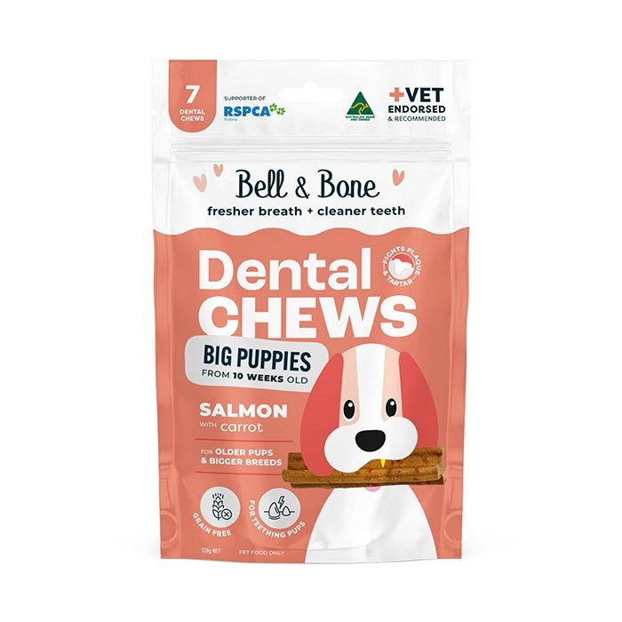 Bell & Bone Puppy Dental Chews Salmon and Carrot - Woonona Petfoods