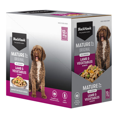 Black Hawk Wet Dog Food Mature 7+ Lamb and Vegetables 85g
