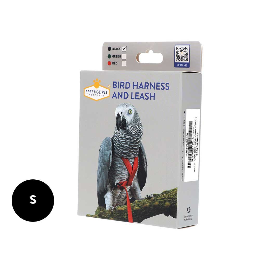 Bird Harness and Leash Black Prestige Pet - Woonona Petfoods
