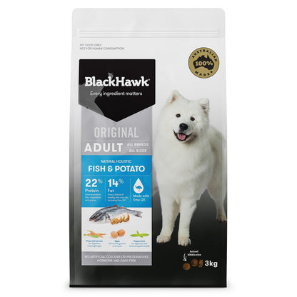 Black Hawk Dry Dog Food Adult Fish & Potato - Woonona Petfoods