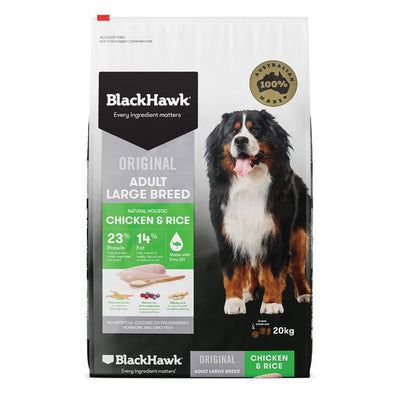 Black Hawk Dry Dog Food Adult Large Breed Chicken & Rice 20kg - Woonona Petfoods