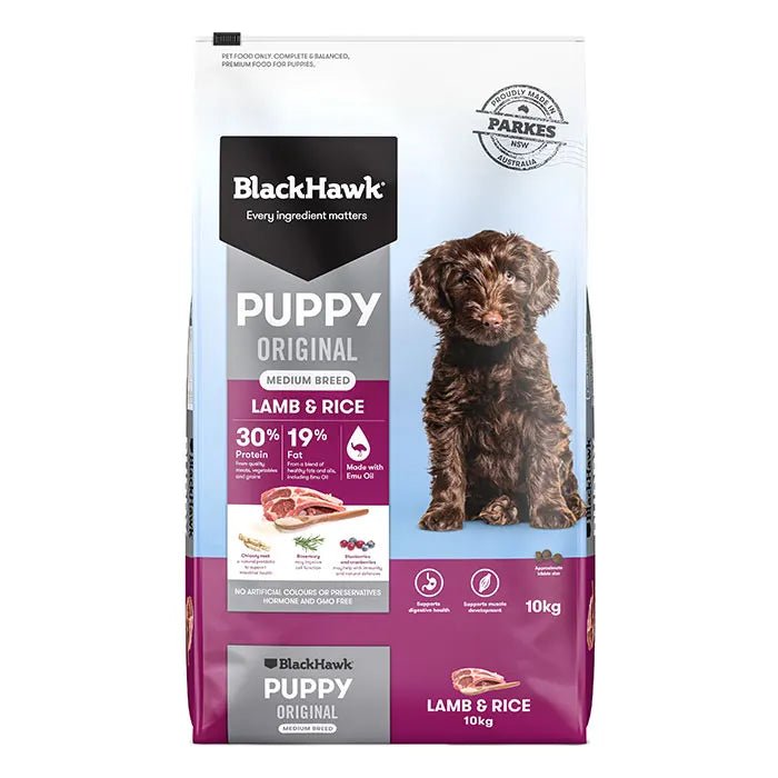 Black Hawk Dry Dog Food Puppy Medium Breed Lamb and Rice - Woonona Petfood & Produce