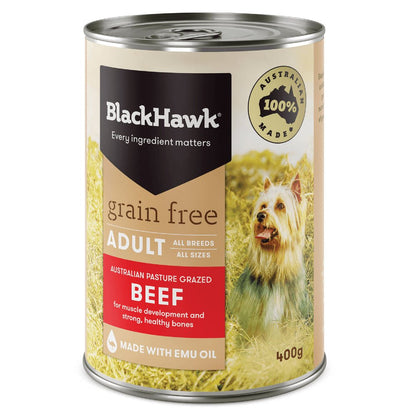 Black Hawk Grain Free Wet Dog Food 400g Beef - Woonona Petfoods